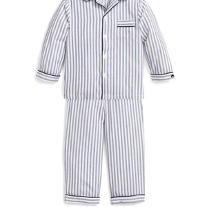 Petite plume kids twill pajama set in navy French ticking